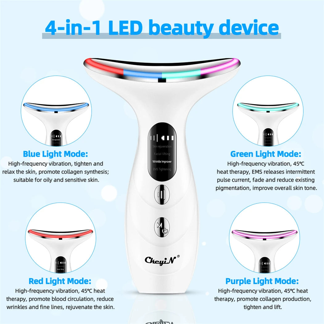 EMS Face & Neck Lifting Device with 4-Color LED